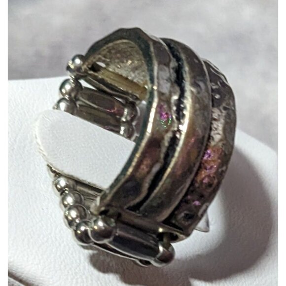 Brutalist Silver Tone Stretch Ring Size 7 - Picture 9 of 13